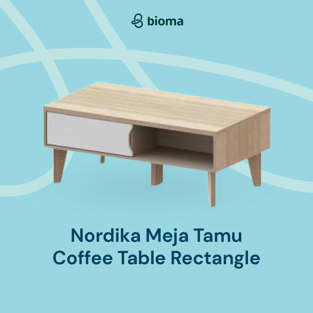 Image 488 NORDIKA Meja Tamu Coffee Table Rectangle Oak White