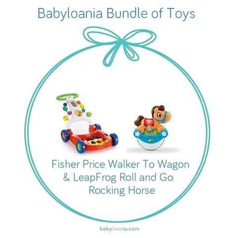 Bundle of Toys 1 : Fisher Price Walker To Wagon + LeapFrog Roll and Go Rocking Horse