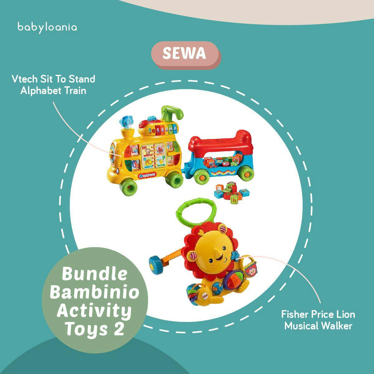 Bambinio Activity Toys 2 (Fisher Price Lion Musical Walker + Vtech Sit To Stand Alphabet Train)