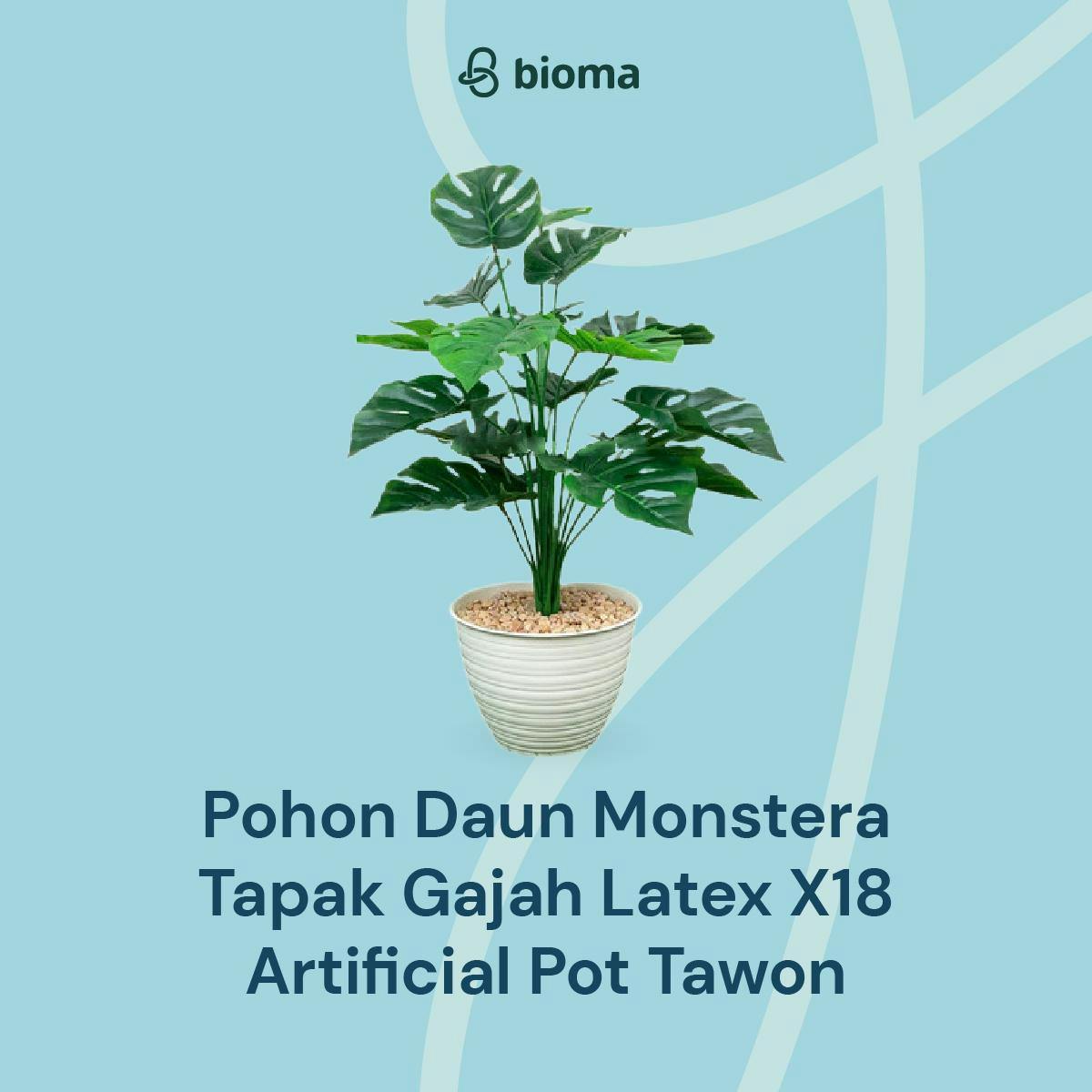 Image 466 Pohon Daun Monstera Tapak Gajah Latex X18 Artificial Pot Tawon